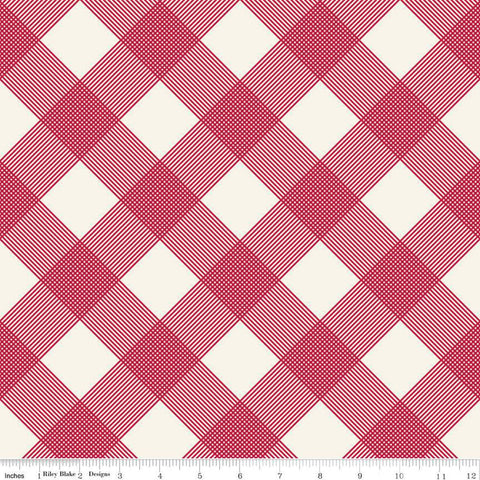 SALE Heirloom Red Line Plaid C14343 Cream by Riley Blake Designs - Diagonal - Quilting Cotton Fabric