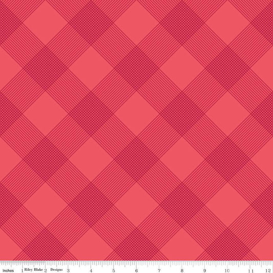 DEAL Heirloom Red Line Plaid C14343 Red - Riley Blake Designs - Diagonal - Quilting Cotton Fabric