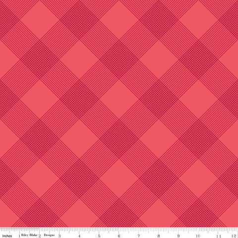 SALE Heirloom Red Line Plaid C14343 Red by Riley Blake Designs - Diagonal - Quilting Cotton Fabric