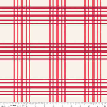 SALE Heirloom Red Plaid C14344 Cream - Riley Blake Designs - Quilting Cotton Fabric