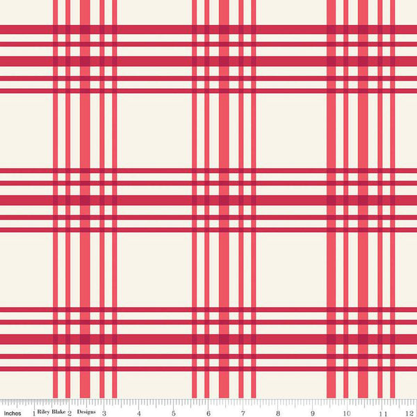 Heirloom Red Plaid C14344 Cream by Riley Blake Designs - Quilting Cotton Fabric