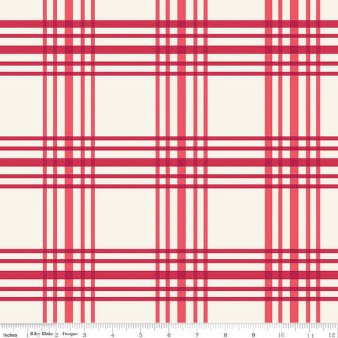 SALE Heirloom Red Plaid C14344 Cream by Riley Blake Designs - Quilting Cotton Fabric