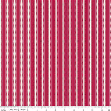 SALE Heirloom Red Stripe C14348 Berry - Riley Blake Designs - Ticking Stripes Striped - Quilting Cotton Fabric