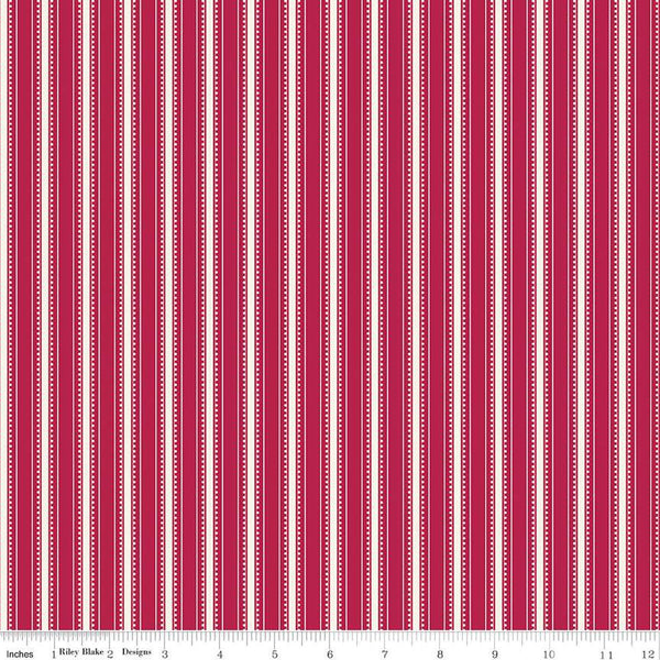 Heirloom Red Stripe C14348 Berry by Riley Blake Designs - Ticking Stripes Striped - Quilting Cotton Fabric