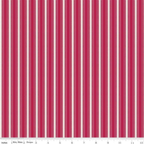 SALE Heirloom Red Stripe C14348 Berry by Riley Blake Designs - Ticking Stripes Striped - Quilting Cotton Fabric