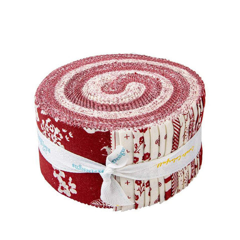 SALE Heirloom Red 2.5 Inch Rolie Polie Jelly Roll 40 pieces - Riley Blake - Precut Pre cut Bundle - Red Cream - Quilting Cotton Fabric