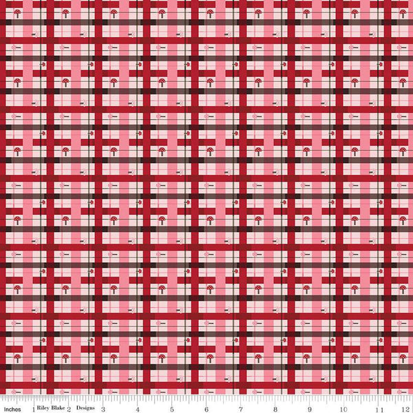 SALE To Grandmother's House Lumberjack Plaid C14374 Pink by Riley Blake Designs - Little Red Riding Hood - Quilting Cotton Fabric