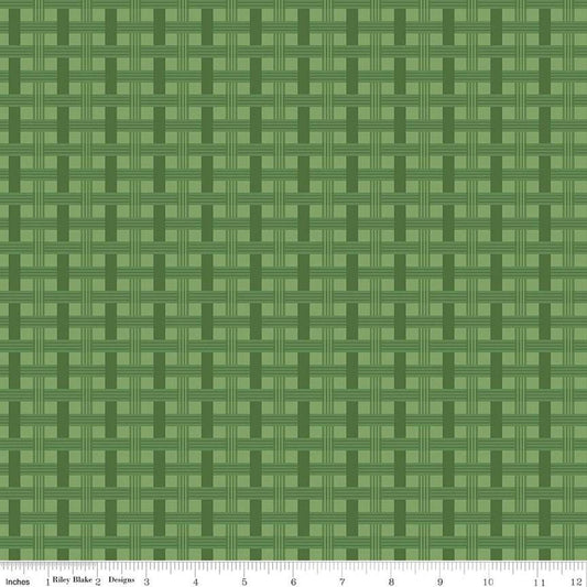 SALE To Grandmother's House Basket Weave C14376 Grass - Riley Blake Designs - Little Red Riding Hood - Quilting Cotton Fabric