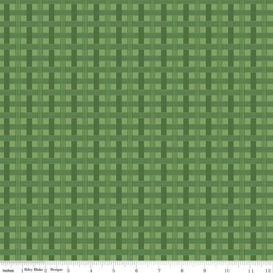16" End of Bolt - SALE To Grandmother's House Basket Weave C14376 Grass - Riley Blake - Little Red Riding Hood - Quilting Cotton Fabric