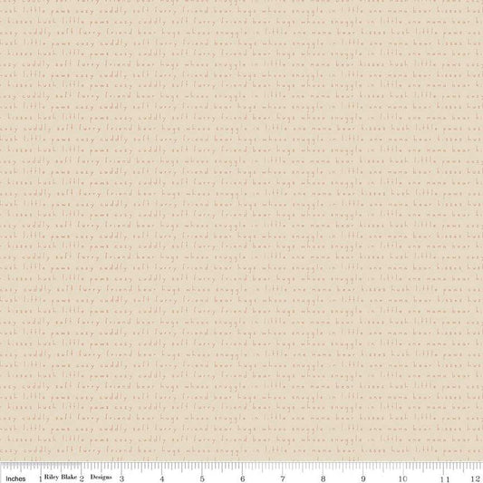 Elmer & Eloise Text C14245 Sand - Riley Blake Designs - Words Phrases - Quilting Cotton Fabric