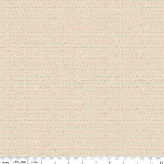 18" End of Bolt - Elmer & Eloise Text C14245 Sand - Riley Blake Designs - Words Phrases - Quilting Cotton Fabric