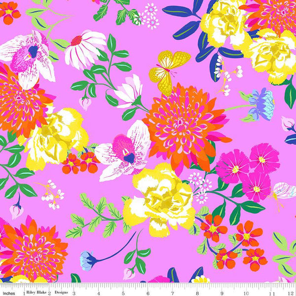 SALE Splendid Main CD14310 Violet  - Riley Blake Designs - DIGITALLY PRINTED Floral Flowers - Quilting Cotton