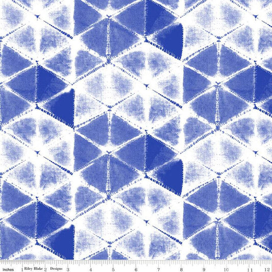 CLEARANCE Splendid Shibori C14312 Cobalt - Riley Blake Designs - Geometric Triangles - Quilting Cotton Fabric