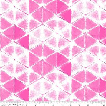 CLEARANCE Splendid Shibori C14312 Hot Pink - Riley Blake Designs - Geometric Triangles - Quilting Cotton Fabric