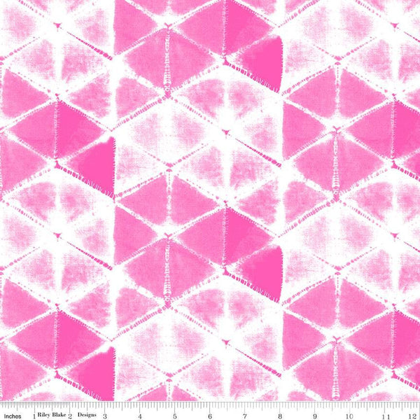 CLEARANCE Splendid Shibori C14312 Hot Pink by Riley Blake Designs - Geometric Triangles - Quilting Cotton Fabric