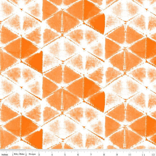 SALE Splendid Shibori C14312 Orange - Riley Blake Designs - Geometric Triangles - Quilting Cotton Fabric
