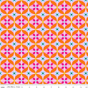 CLEARANCE Splendid Tile C14313 Peony - Riley Blake Designs - Geometric Floral - Quilting Cotton Fabric