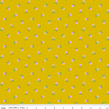 SALE Splendid Flowers C14314 Gold - Riley Blake Designs - Floral - Quilting Cotton Fabric