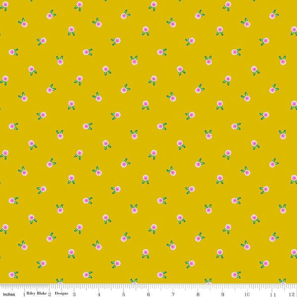 SALE Splendid Flowers C14314 Gold by Riley Blake Designs - Floral - Quilting Cotton Fabric