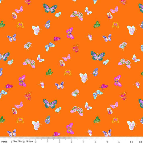 SALE Splendid Butterflies CD14315 Orange - Riley Blake Designs - DIGITALLY PRINTED - Quilting Cotton