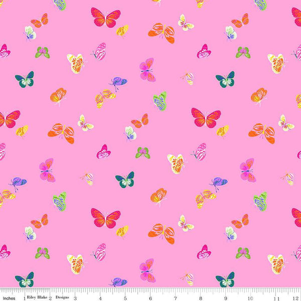 SALE Splendid Butterflies CD14315 Peony - Riley Blake Designs - DIGITALLY PRINTED - Quilting Cotton