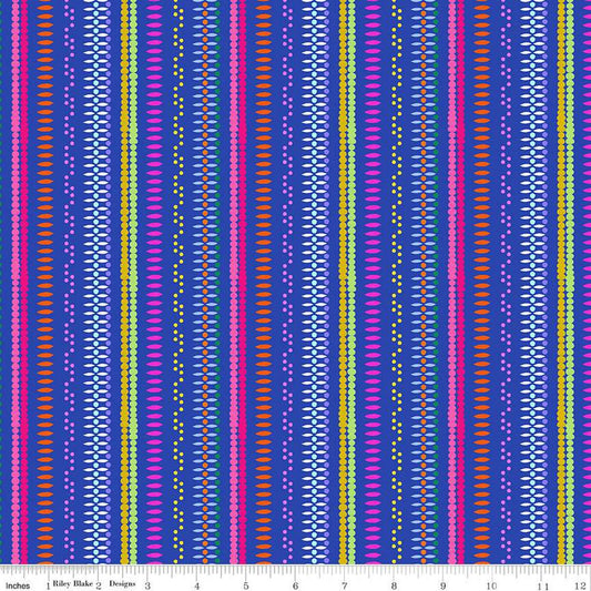 SALE Splendid Stripe CD14316 Cobalt - Riley Blake Designs - DIGITALLY PRINTED Stripes Striped - Quilting Cotton