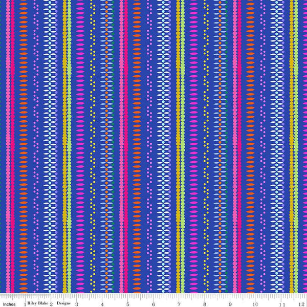 Splendid Stripe CD14316 Cobalt - Riley Blake Designs - DIGITALLY PRINTED Stripes Striped - Quilting Cotton