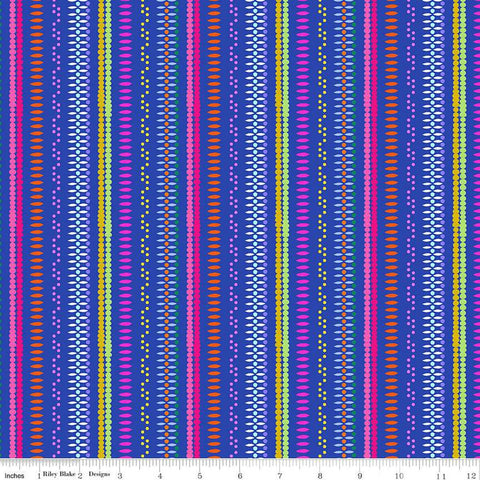 Splendid Stripe CD14316 Cobalt - Riley Blake Designs - DIGITALLY PRINTED Stripes Striped - Quilting Cotton