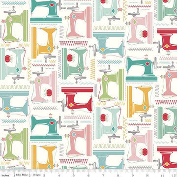LARGE CANVAS My Happy Place Home Decor Sewing Machines Cloud HD11210 - Lori Holt Riley Blake Extra Wide Lightweight Cotton Canvas