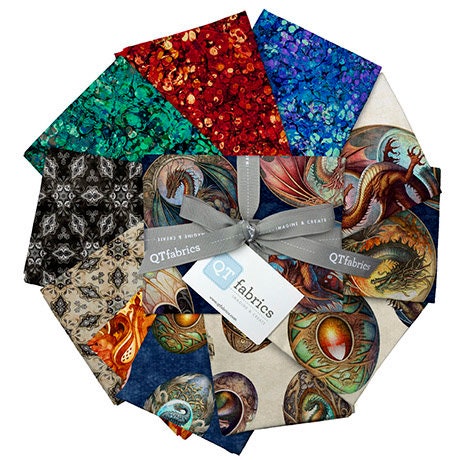 Dragon Fyre Fat Quarter Bundle 11 pieces - QT Fabrics - Pre cut Precut - Fire Breathing Dragons - Quilting Cotton Fabric