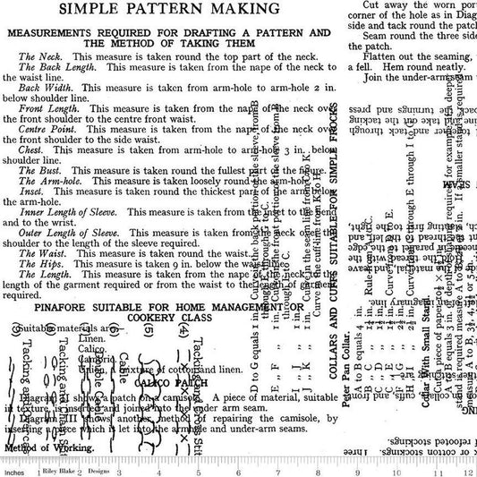 3-Yard Cut- SALE Sew Text WIDEBACK WB13870 White  - Riley Blake Designs - 108" Sewing Themed - Quilting Cotton Fabric