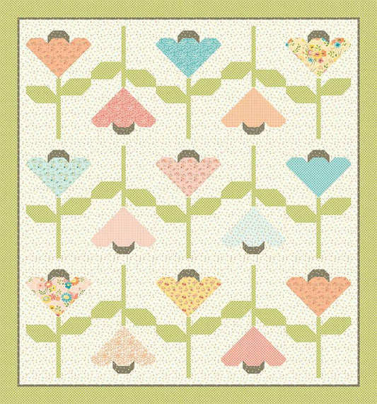 SALE Tulip Toss Quilt PATTERN P157 - Sandy Gervais - Riley Blake Designs - INSTRUCTIONS Only - Pieced Fat Quarter Friendly