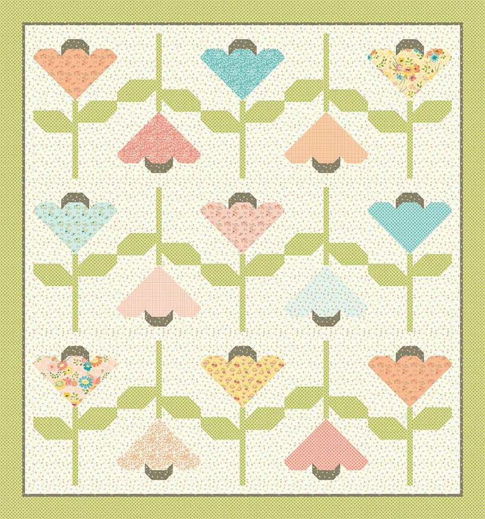 Tulip Toss Quilt PATTERN P157 by Sandy Gervais - Riley Blake Designs - INSTRUCTIONS Only - Pieced Fat Quarter Friendly