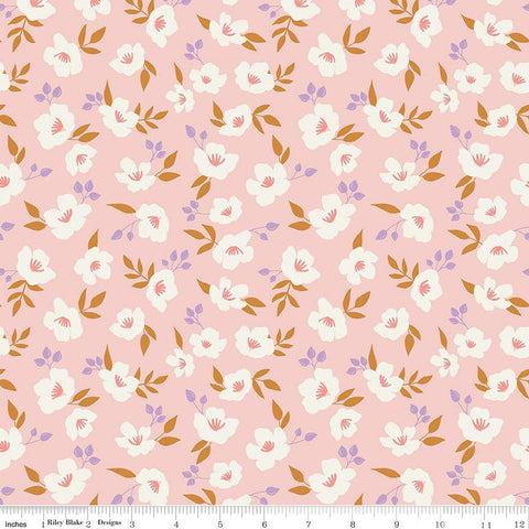 SALE Let It Bloom Flowing Floral C14282 Blush by Riley Blake Designs - Leaves Flowers - Quilting Cotton Fabric
