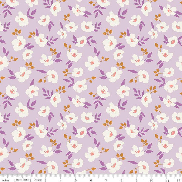 Let It Bloom Flowing Floral C14282 Lilac by Riley Blake Designs - Leaves Flowers - Quilting Cotton Fabric