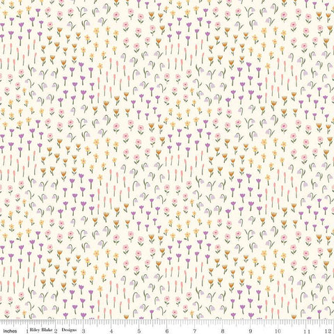 13" End of Bolt - Let It Bloom Meadow C14283 Cream by Riley Blake Designs - Floral Flowers - Quilting Cotton Fabric
