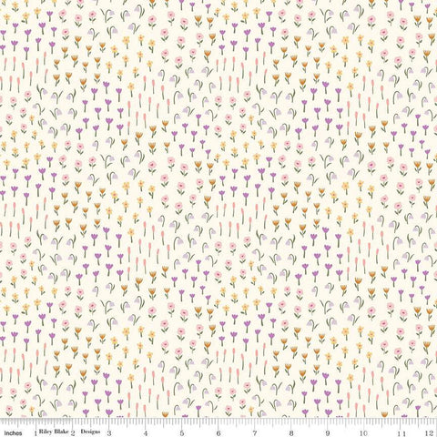 13" End of Bolt - Let It Bloom Meadow C14283 Cream by Riley Blake Designs - Floral Flowers - Quilting Cotton Fabric