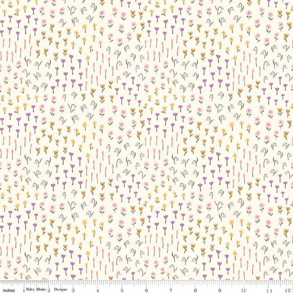 Let It Bloom Meadow C14283 Cream by Riley Blake Designs - Floral Flowers - Quilting Cotton Fabric