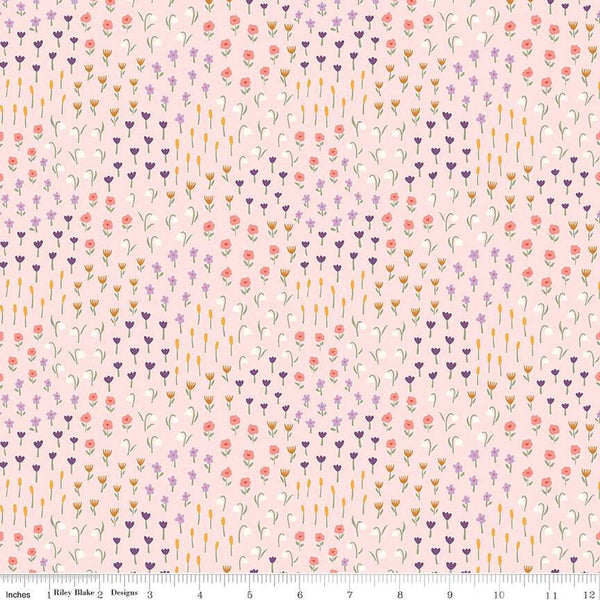 18" End of Bolt Piece - Let It Bloom Meadow C14283 Pink by Riley Blake Designs - Floral Flowers - Quilting Cotton Fabric