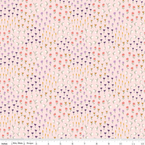 18" End of Bolt Piece - Let It Bloom Meadow C14283 Pink by Riley Blake Designs - Floral Flowers - Quilting Cotton Fabric