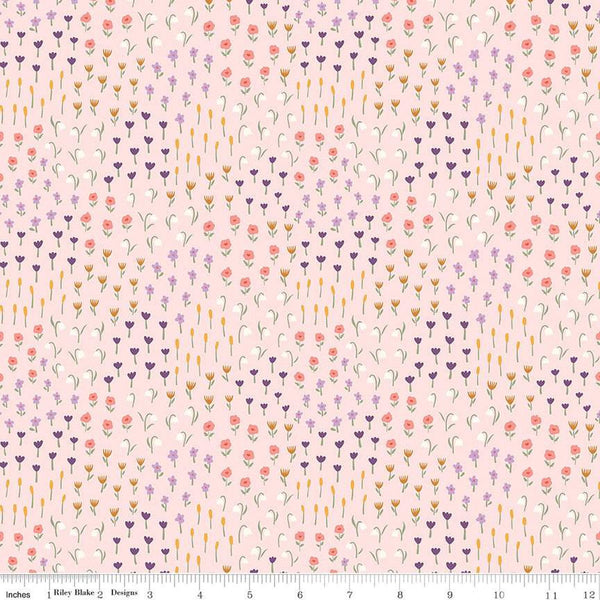 Fat Quarter End of Bolt Piece - Let It Bloom Meadow C14283 Pink by Riley Blake Designs - Floral Flowers - Quilting Cotton Fabric