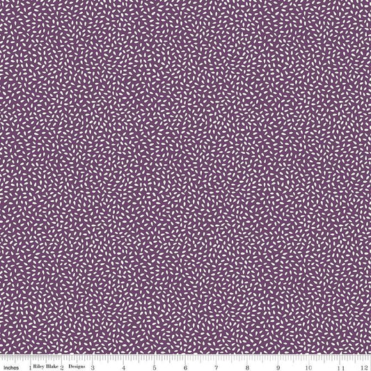 16" End of Bolt - Let It Bloom Seeds C14285 Purple - Riley Blake Designs - Cream Seeds on Purple - Quilting Cotton Fabric