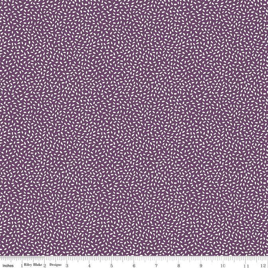 22" End of Bolt - Let It Bloom Seeds C14285 Purple - Riley Blake Designs - Cream Seeds on Purple - Quilting Cotton Fabric