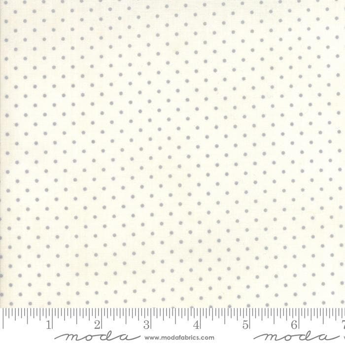 SALE Essential Dots 8654 White Silver - Moda Fabrics - Polka Dot Dotted - Quilting Cotton Fabric