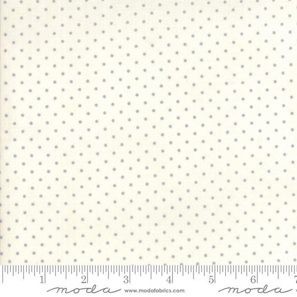 SALE Essential Dots 8654 White Silver - Moda Fabrics - Polka Dot Dotted - Quilting Cotton Fabric