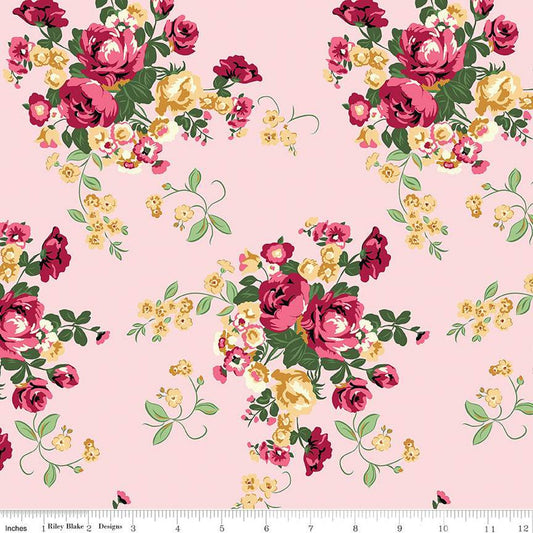 SALE Tulip Cottage Main C14260 Pink - Riley Blake Designs - Floral Flowers - Quilting Cotton Fabric