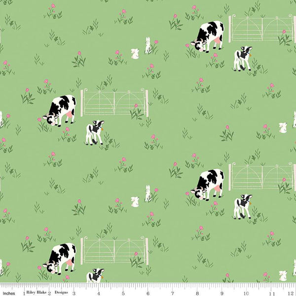 Tulip Cottage Cows and Bunnies C14262 Grass by Riley Blake Designs - Flowers Tulip Fields - Quilting Cotton Fabric