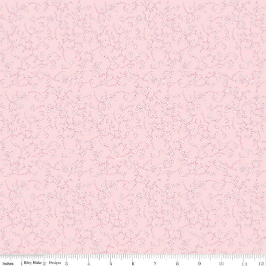 18" End Of Bolt - DEAL Tulip Cottage Vines C14263 Pink - Riley Blake Designs - Floral Flowers Leaves - Quilting Cotton Fabric