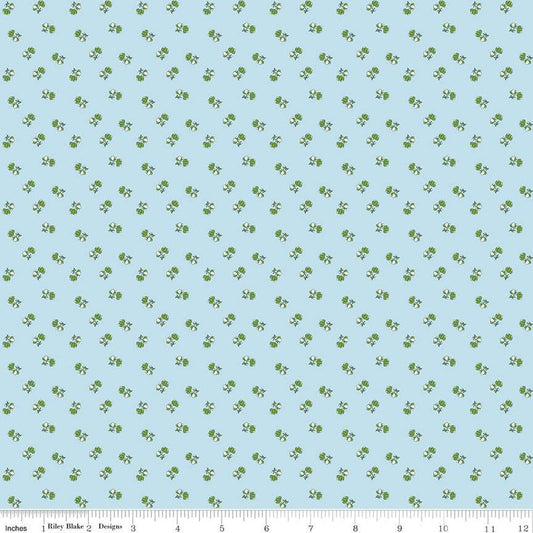 SALE Tulip Cottage Flower Toss C14266 Sky - Riley Blake Designs - Floral Flowers - Quilting Cotton Fabric