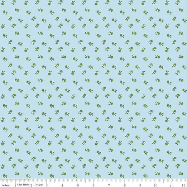 SALE Tulip Cottage Flower Toss C14266 Sky by Riley Blake Designs - Floral Flowers - Quilting Cotton Fabric